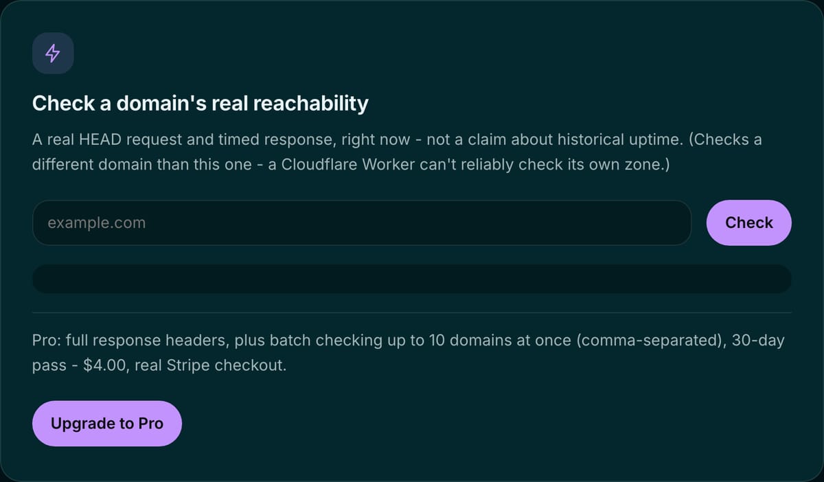 Check a domain's real reachability on warpdrive.cc